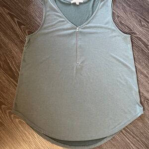 Green Envelope Green Zip Sleeveless Tank Top